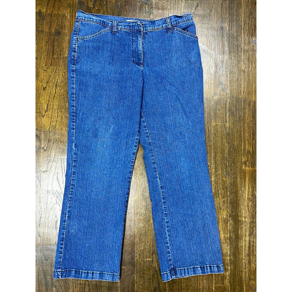 White Stag 14P Dark Wash Denim Mid Rise Stretch Subtle Flare Trouser Jeans 34x28
